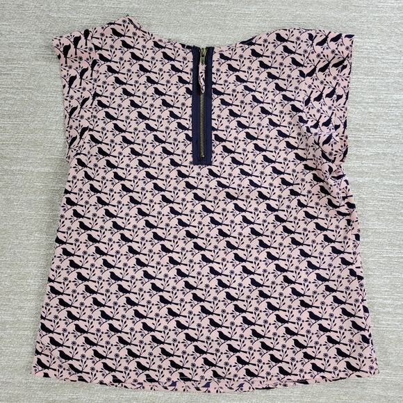 Charlotte Russe Bird Top Womens Small Pink Blue Pleated Back Zipper Round Neck - Picture 12 of 13